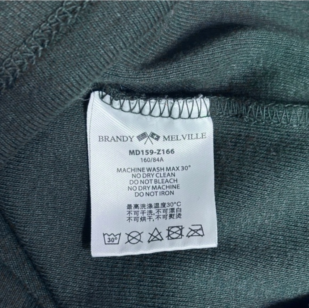 BRANDY MELVILLE Dark Green Cotton Cropped Shirt One Size - Picture 8 of 10